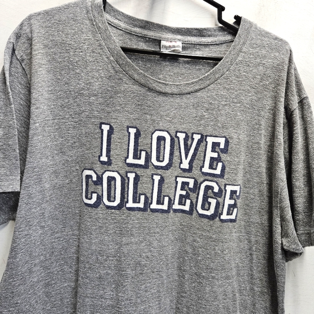 Charlie Hustle I LOVE COLLEGE tri blend graphic tee shirt ~ size XL unisex/mens